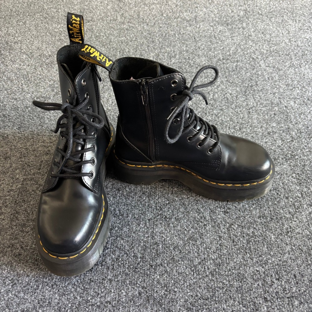 Dr. Martens Jadon Platform Boots Black Polished Smooth Leather 8-Eye Side Zip 6